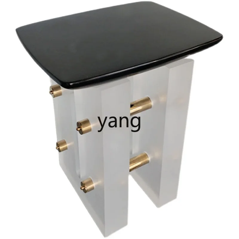 

LH Acrylic Solid Wood Metal Pier Side Table Modern Living Room Sofa Corner Table