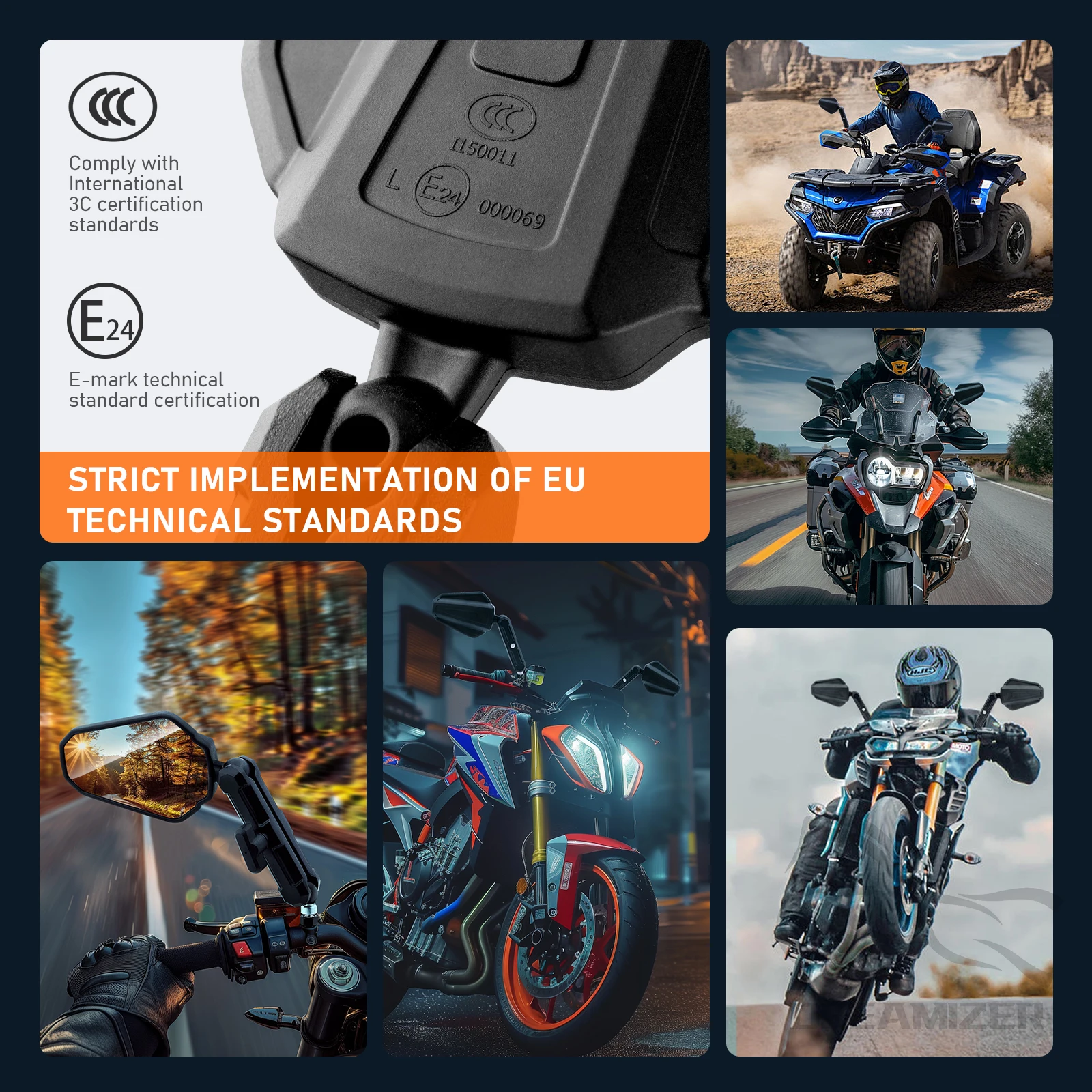 Universal Motorcycle Mirrors Angle Adjustable Folding Handlebar Side Mirror Compatible With Adventure Dirt Street Bike ATV image 6