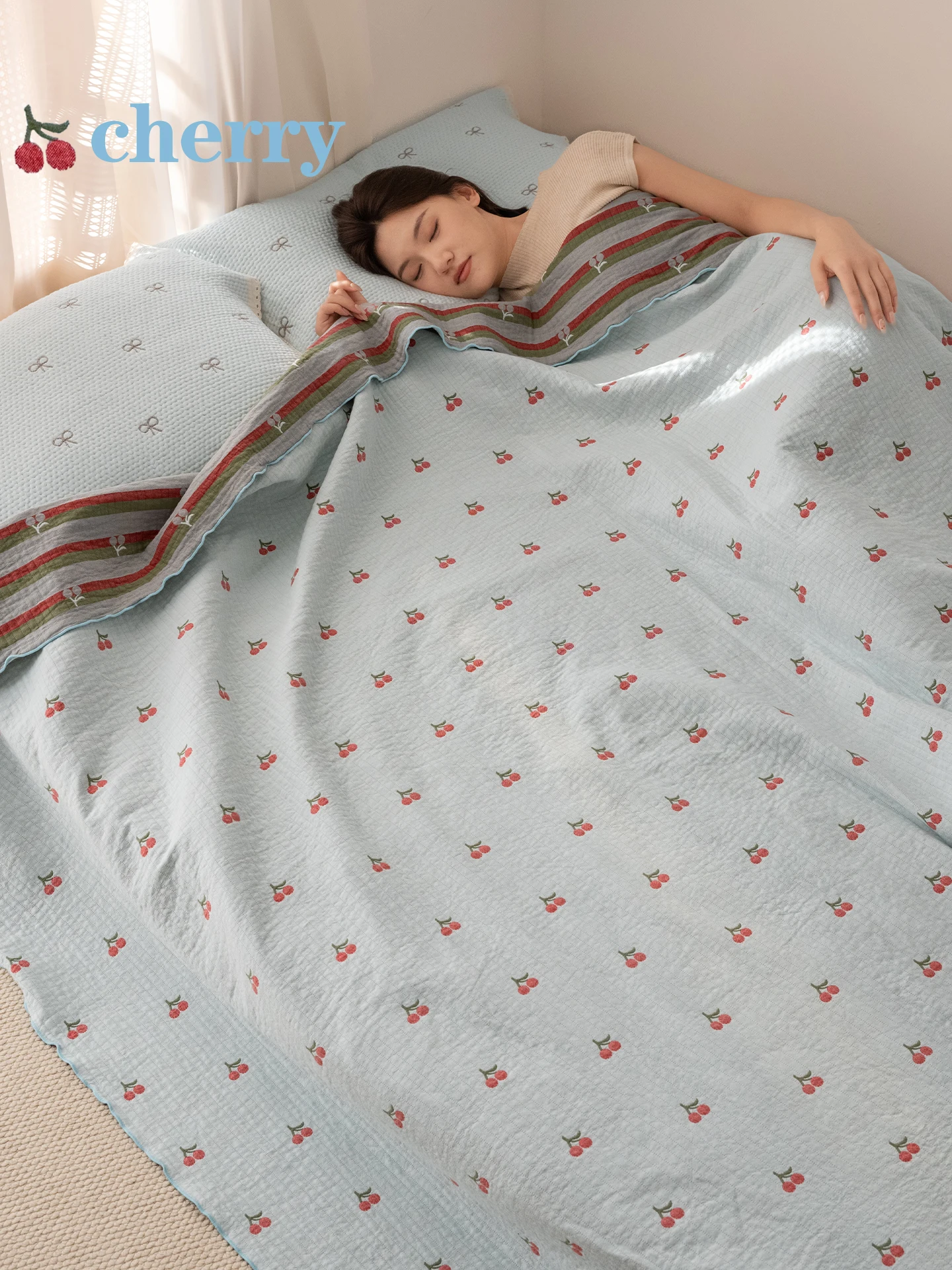 

Плед из чистого хлопка с узором вишневых веток, тонкое летнее одеяло для кондиционера, плед для дивана, универсальный для всех сезонов