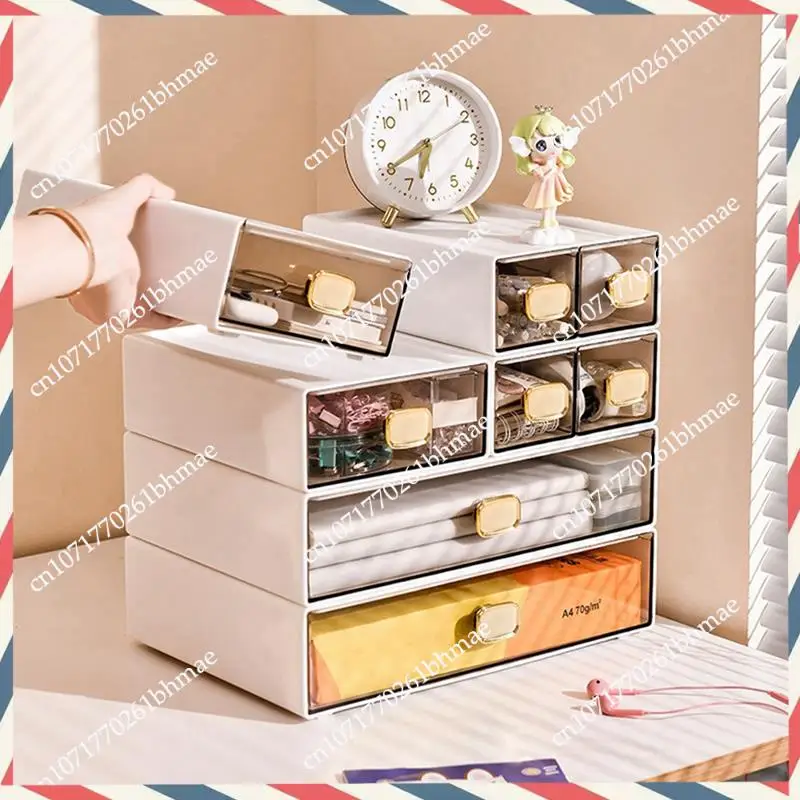 -A21Z 8015 Desktop Ins Multi-Stacked Storage Box Dormitory Desk Transparent Drawer Student Stationery Office Small Hand Book Dur