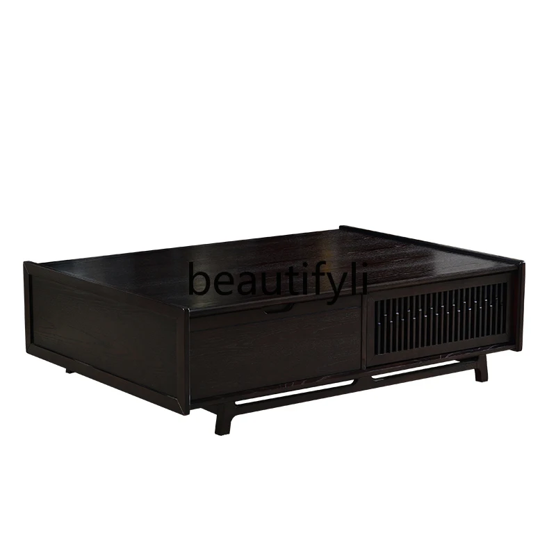 

New Chinese coffee table ash wood solid wood rectangular large size storage wood modern simplicity