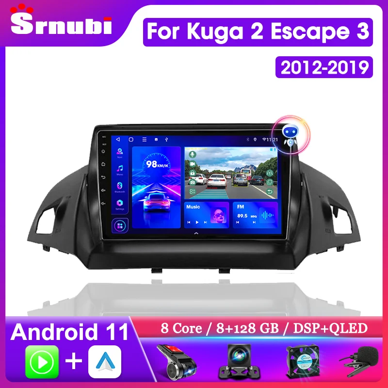 

Srnubi Android 2 Din Car Radio For Ford C-MAX Kuga 2 Escape 3 2012 - 2019 Multimedia Player Navigation GPS Carplay RDS Head Unit