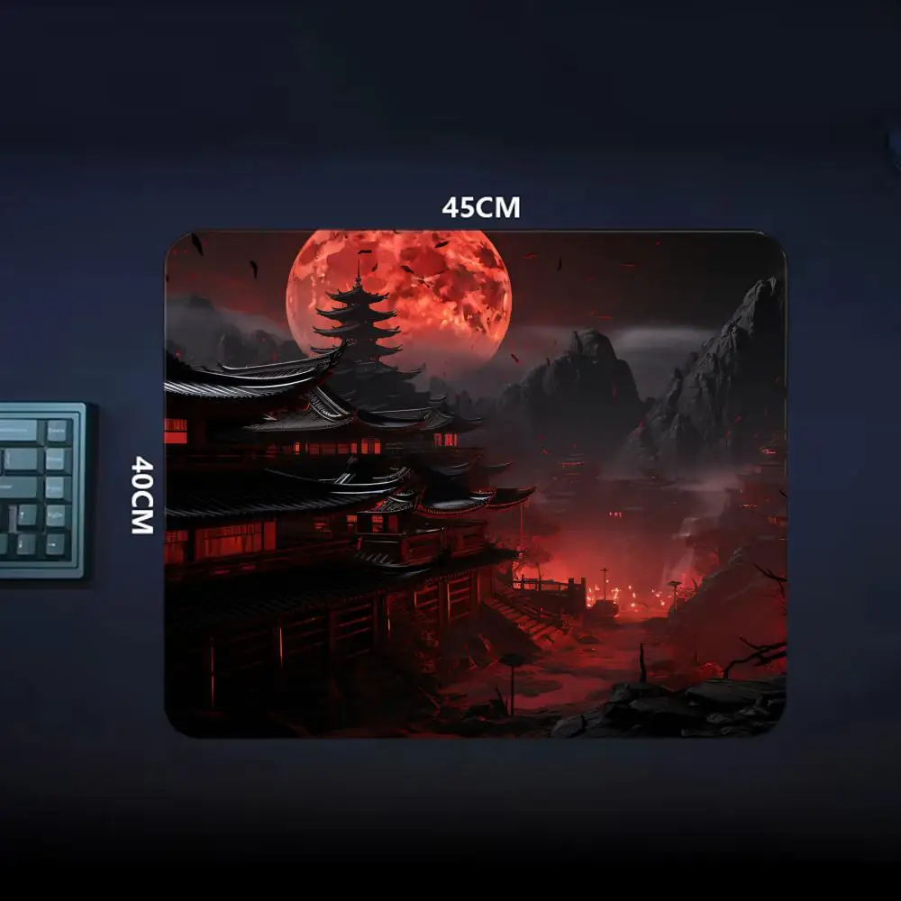 Alas Mouse Seni Pemandangan Bulan 40X45Cm Alas Meja Permainan Kantor Komputer Persegi Besar Alas Mouse Karet Anti Selip Alas Meja Dekorasi Kecil
