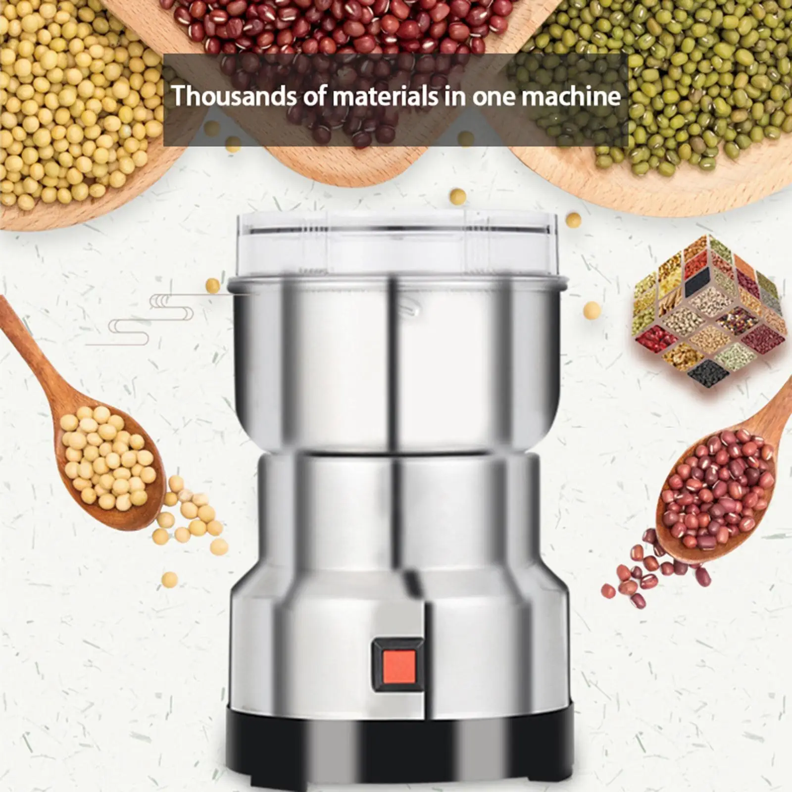 220V Electric Coffee Beans Grains Grinder Herb Spice Grinding Machine Home