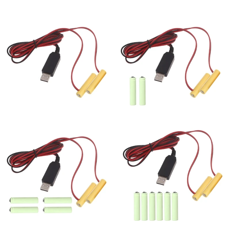 J6PA Battery Power Adapter Cable USB to 1.5V 3V 4.5V 6V AAA LR03 Battery Eliminators for LED Light Electronic Toy