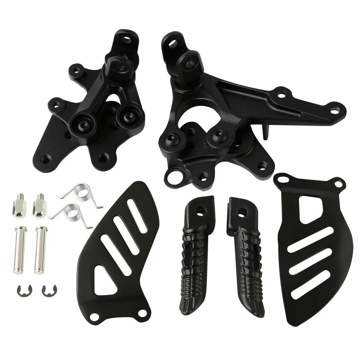 Motorcycle Black Front Rider Foot Pegs Footrest Bracket Fit For Suzuki GSXR1000 2005-2008 K5 K7