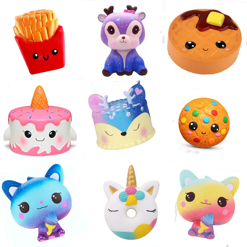 Jumbo Kawaii Popcorn Fries Squishy Cake Deer Animal Squeeze Toys Slow Rising Cream Scented Grownups Antistress Relief Kids Toys