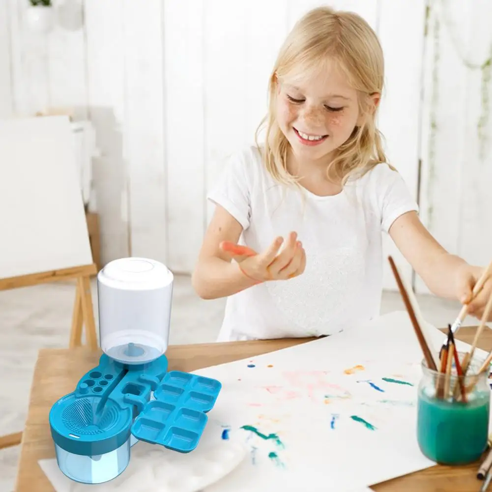 Soporte para pinceles de pintura, limpiador de pinceles portátil para circulación de agua para artistas, profesores, niños, 6 1, paleta de soporte para pinceles, pintura fácil