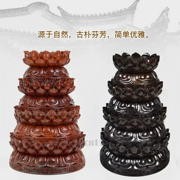 Lotus Pedestal Buddha Wood Solid Statue Consecration Table Round Shape Burner Base Ornaments Incense Home Decoration I6OWDI