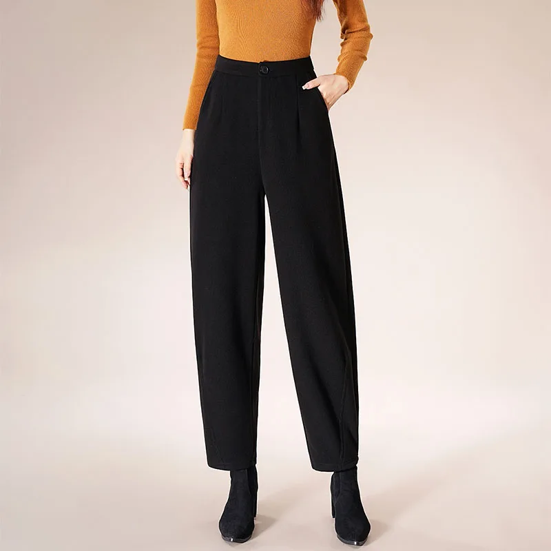 

High-Quality 2024 Spring and Autumn New Women's Conical Casual Pants Commuter Basic Wide Waist Head Women's Ankle Pants M-4XL