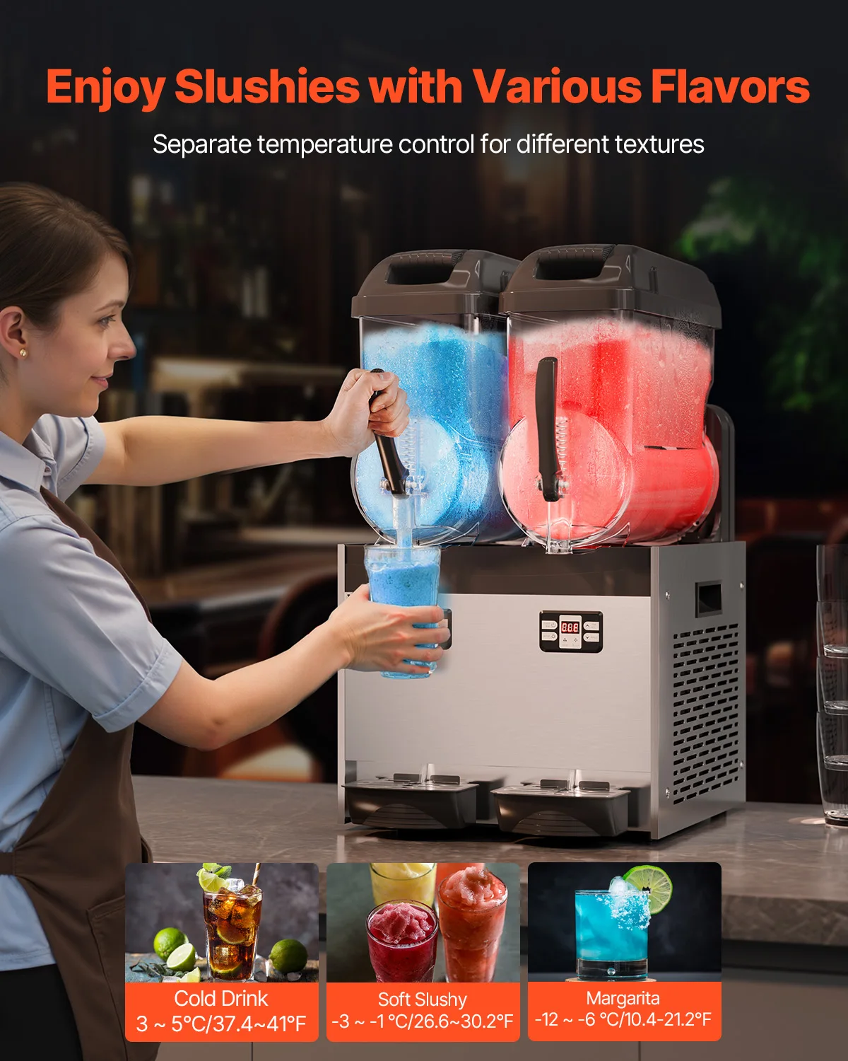 SucceBuy 3-36L آلة سلشي التجارية 1-3 خزانات الفولاذ المقاوم للصدأ مارغريتا عصير صانع المشروبات المجمدة للمطاعم المنزلية #3