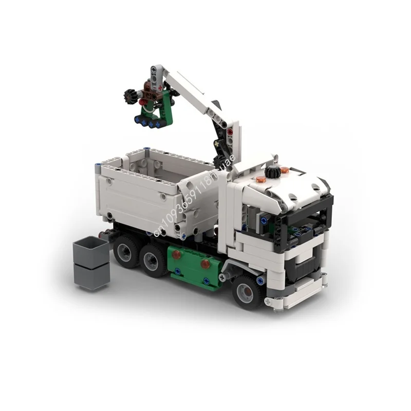 

438 шт. MOC перерабатывающий грузовик, альтернативная модель, технические строительные блоки, сборка, идея «сделай сам», образование, Рождественский подарок, детская игрушка на день рождения