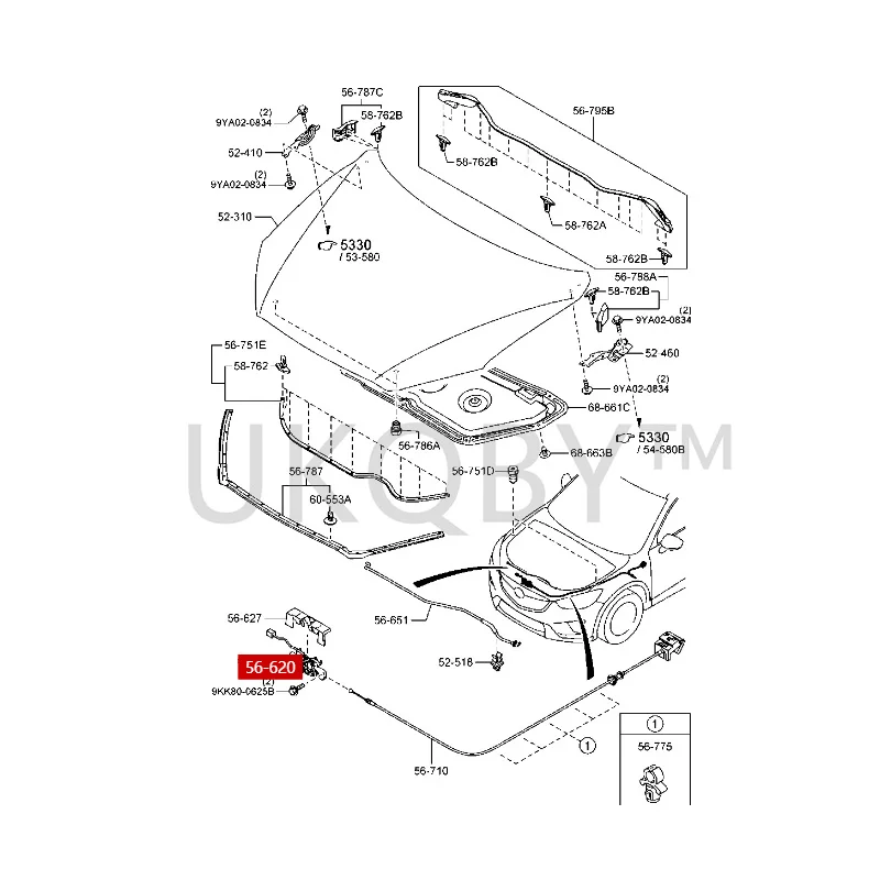 KR1156620 Suitable for Ma zd a Atenza Enclave Engine hood and hood lock