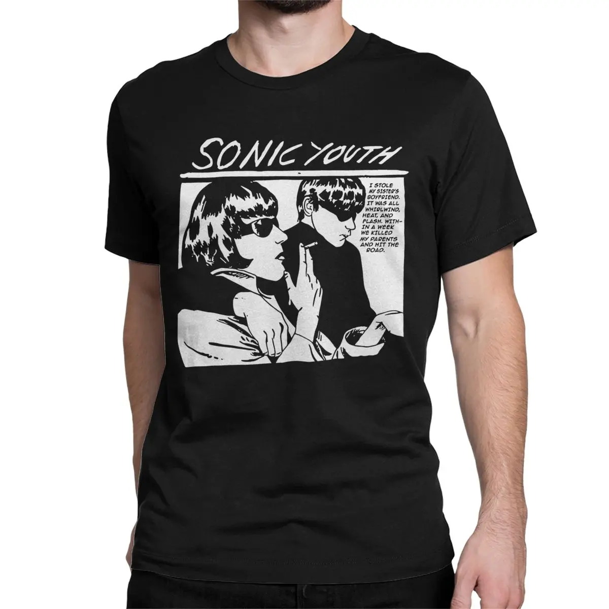 Men Women Couple T Shirt Sonic Youth Rock Band Punk 100% Cotton Clothing Novelty Short Sleeve Round Collar Tee Shirt T-Shirt