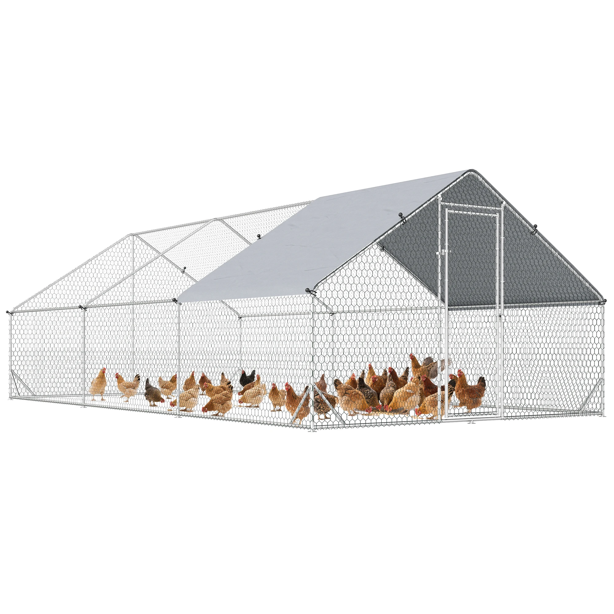 PawHut Gallinero para Exterior con Cubierta de PE y Cerradura Plata