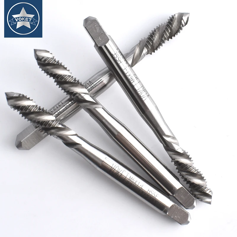 VOKET HSSE-M35 JIS Standard Left Hand Spiral Fluted Tap M2 M2.3 M2.5 M2.6 M3 M4 M5 M6 M8 M10 M12 Machine Screw Thread Taps