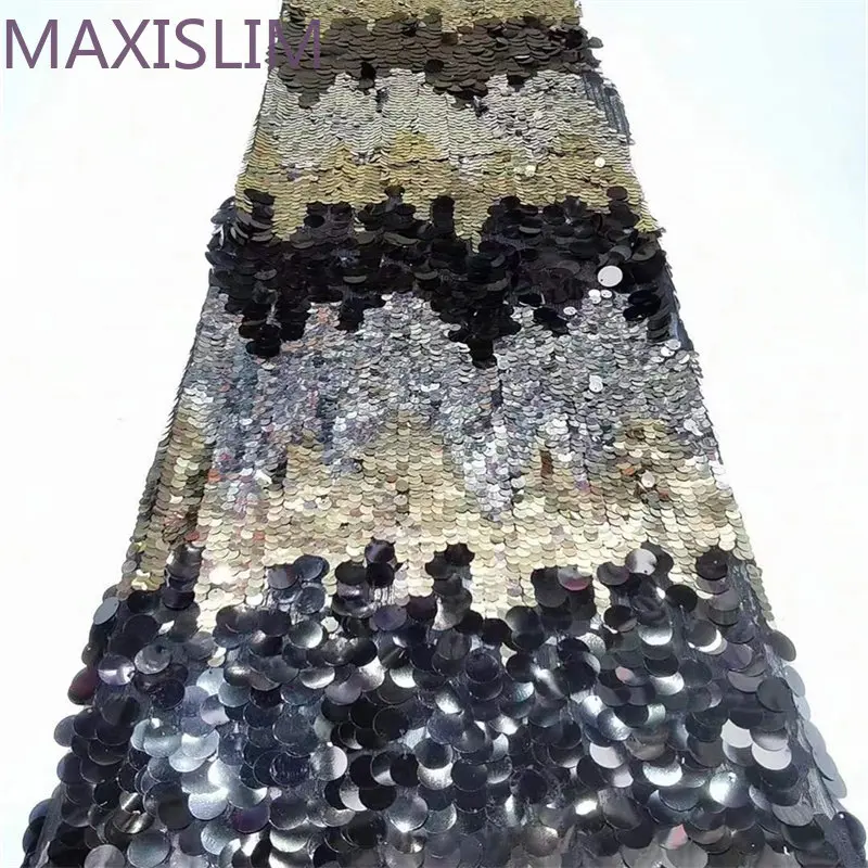 

NEW 9+18MM Mesh Sequin Fabrics For Women Colorful Sequin Wave Embroidery Fabrics DIY Design Sewing Stage Party Dress Wide：125CM