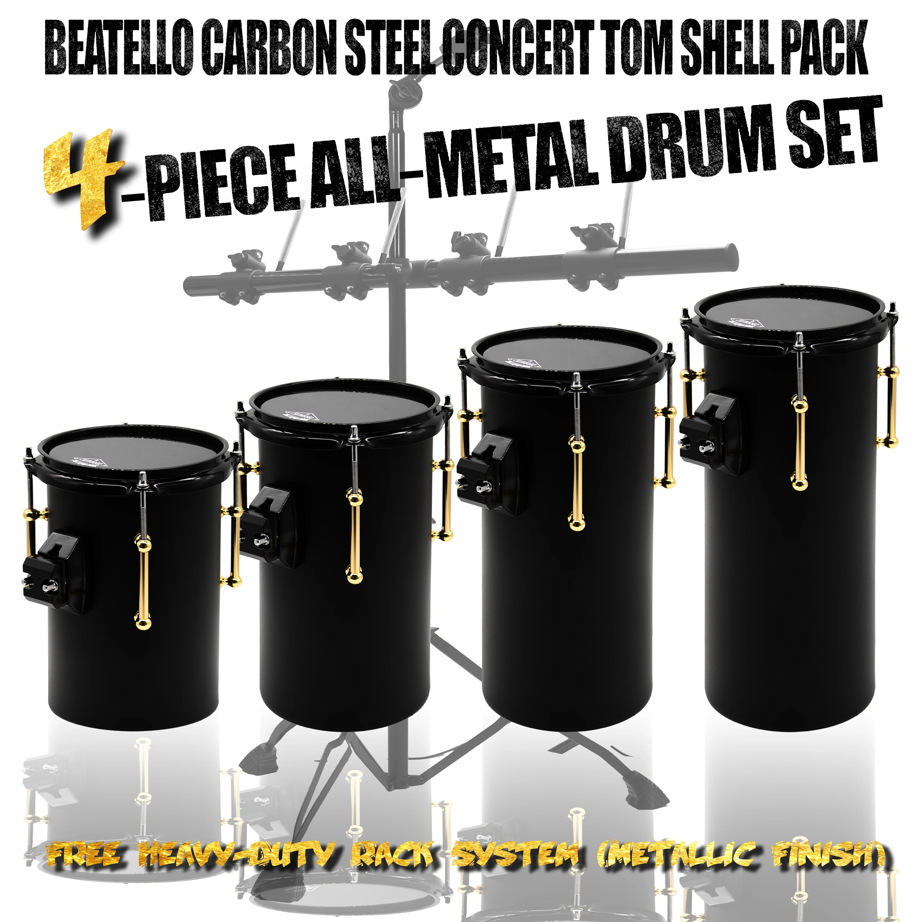 JBK Rocket Four Tom Octobans Wooden/Rubber/Metal Drums Set Kit With Different Height Drum Shells Tones Height Adjustable Stand