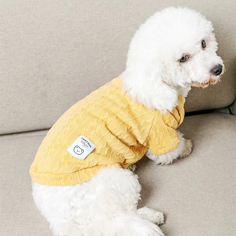 Fashion Dog Sweaters Winter Warm Dog Clothes for Small Dogs Cute Solid Puppy Pullovers Soft Pet Cat Sweaters Dachshund Costume