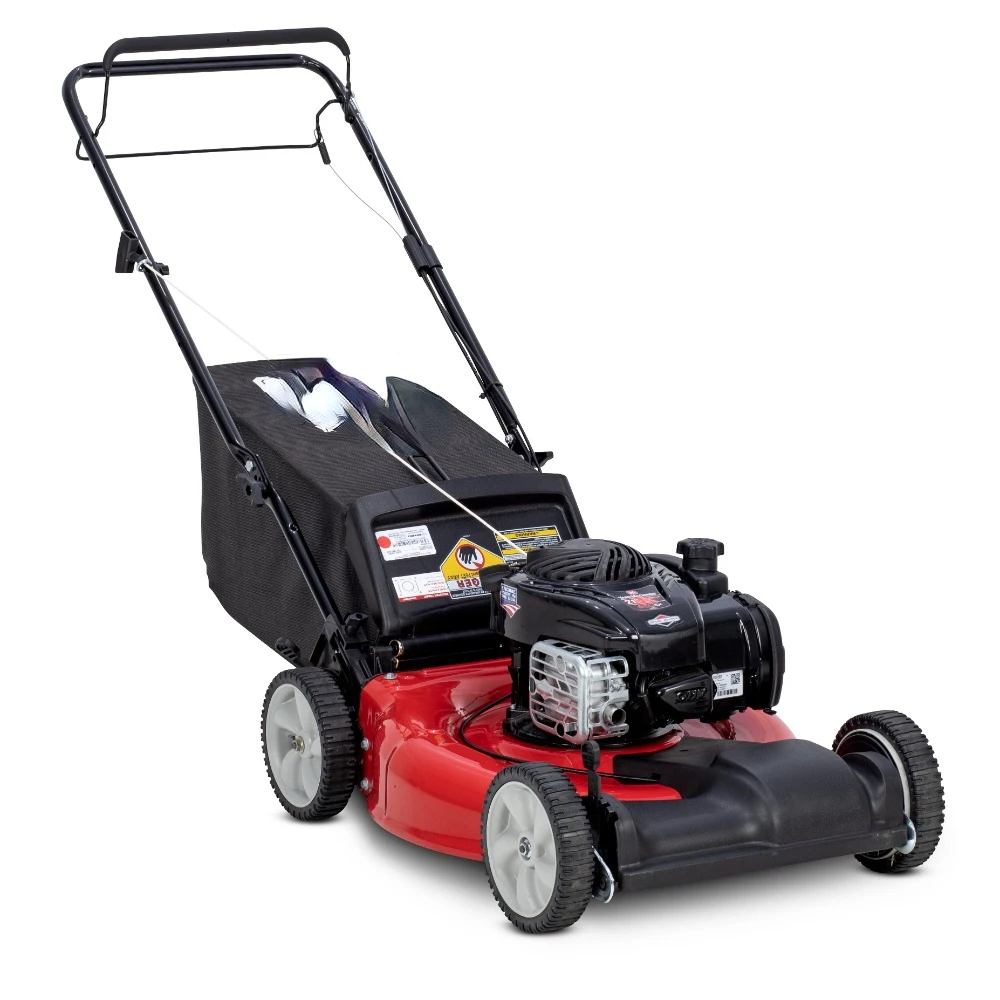 21-дюймовая газонокосилка с газовым двигателем Briggs & Stratton с поворотом на куб. См, легко переключается с 6 возможными режущими высотами