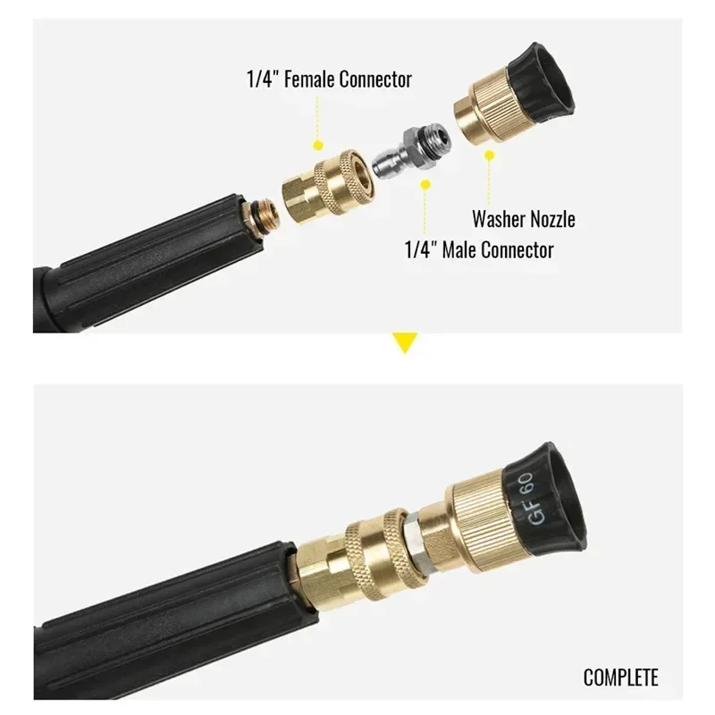 Connecteur de Lance en mousse pour lave-auto M14, 1/4 pouces, prise à connexion rapide avec adaptateur de nettoyeur haute pression femelle