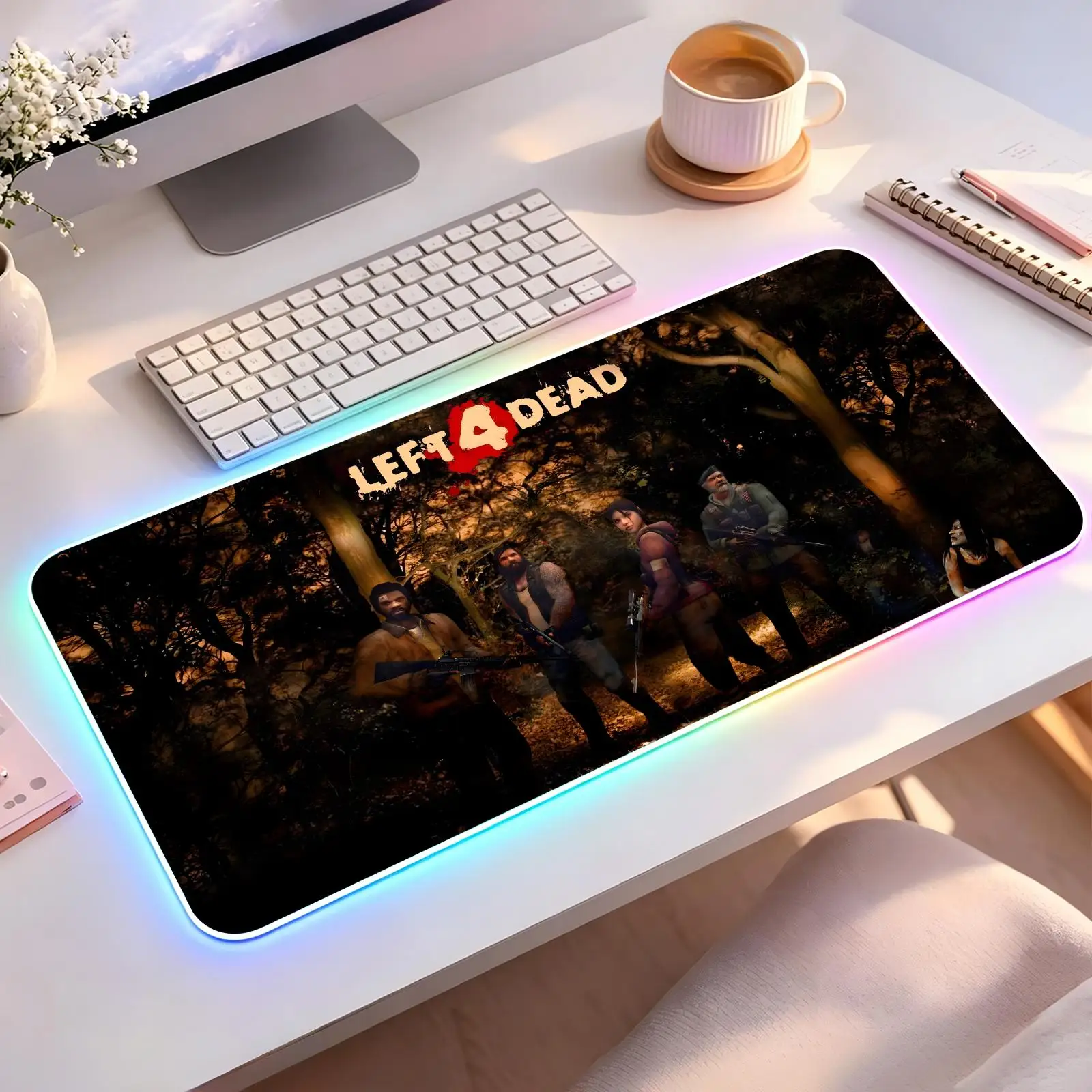 Left 4 Dead 2  Mouse Pad Large RGB backlit esports gaming mouse pad, smooth soft cloth surface, LED luminous extended desk mat