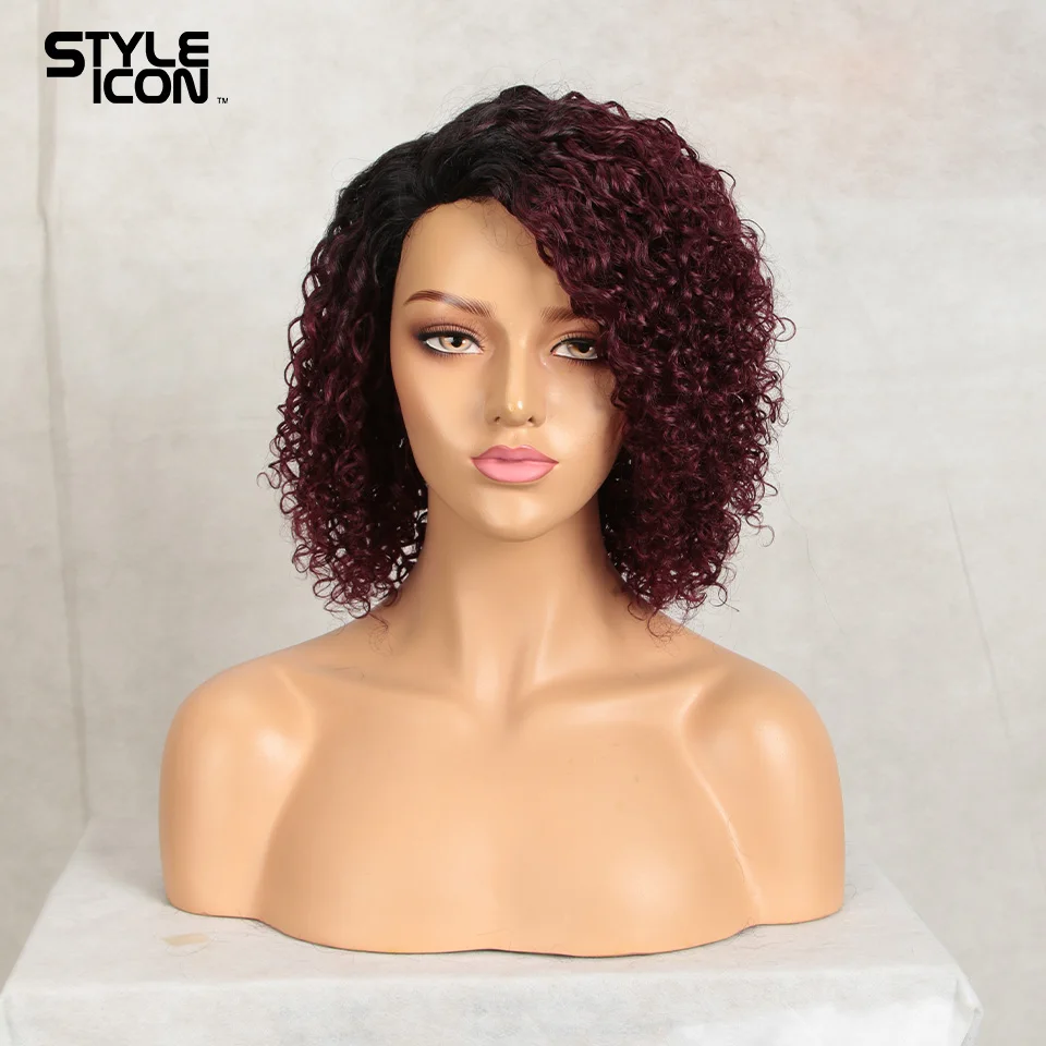 Part Lace Curly Human Hair Wigs Real Wet and Wavy Human Hair Wig Styleicon Wet Wavy Short Wigs #2 #4 Natural Color