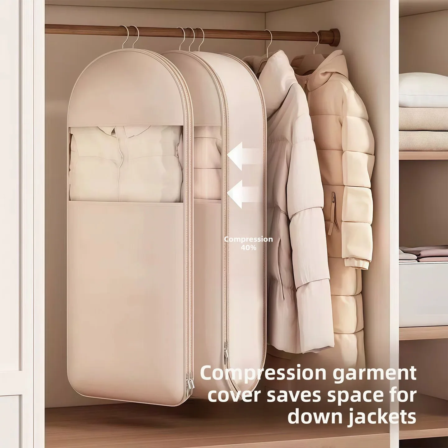 Waterproof Garment Cover for Down Jackets Dustproof Hanging Clothes Bag Moisture Resistant Coat Cover Wardrobe Storage Protector