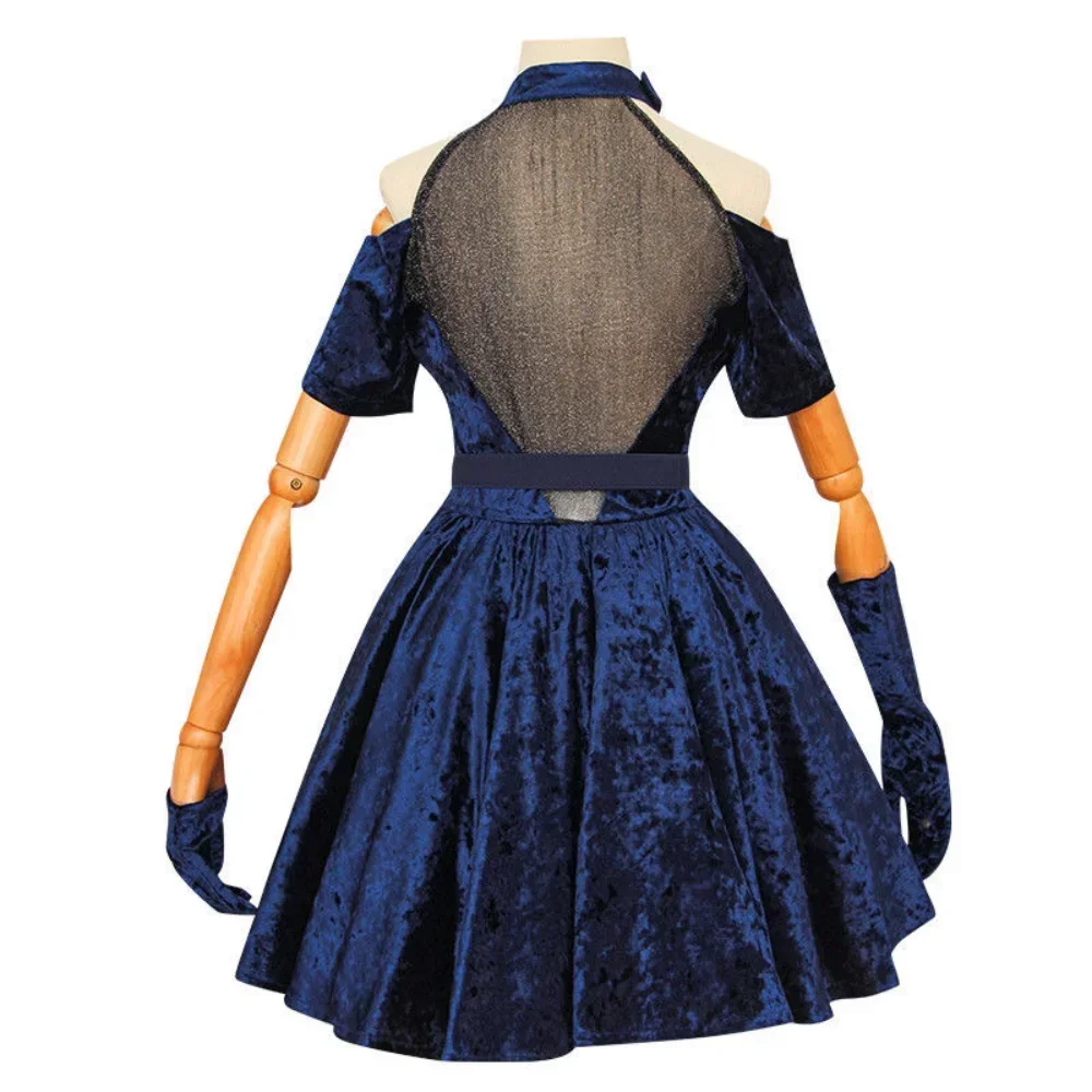 Disfraz de Cosplay Mizi 2026, Disfraz de Anime Alienígena, Disfraz de Escenario con Cabello Largo en Degradado Rosa, Azul y Morado, Vestido de Terciopelo