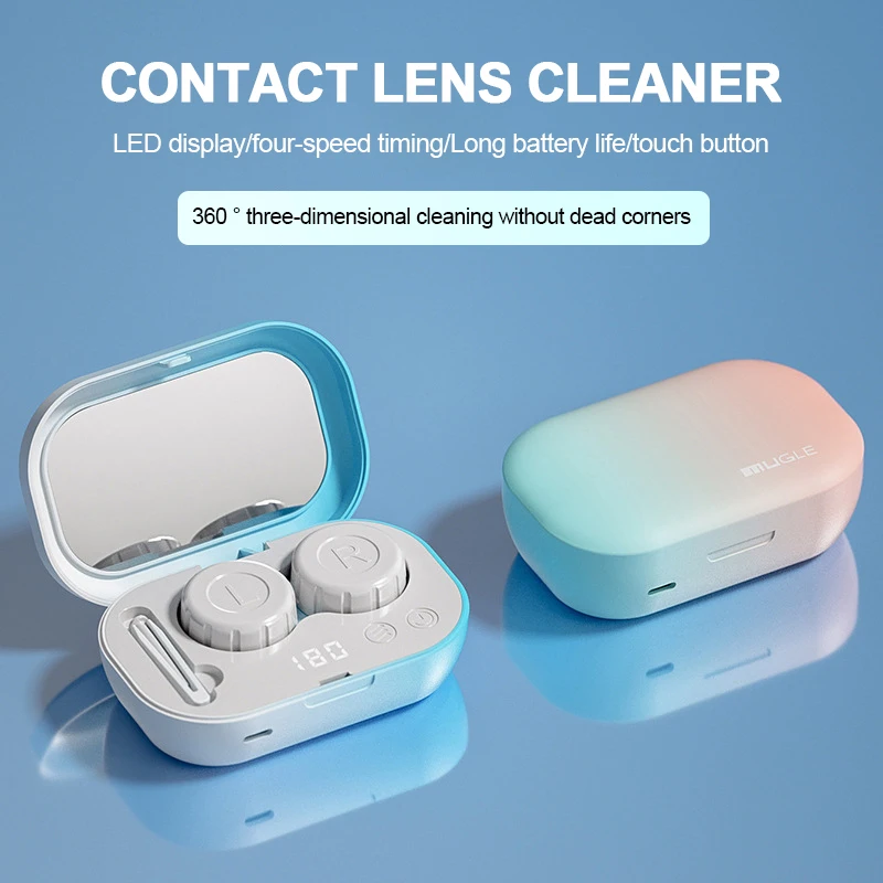 Contact Lens Ultrasonic Cleaning Machine Rechargeable Household Automatic Washer Glasses Lenses Cleaning Machine with LED Lights