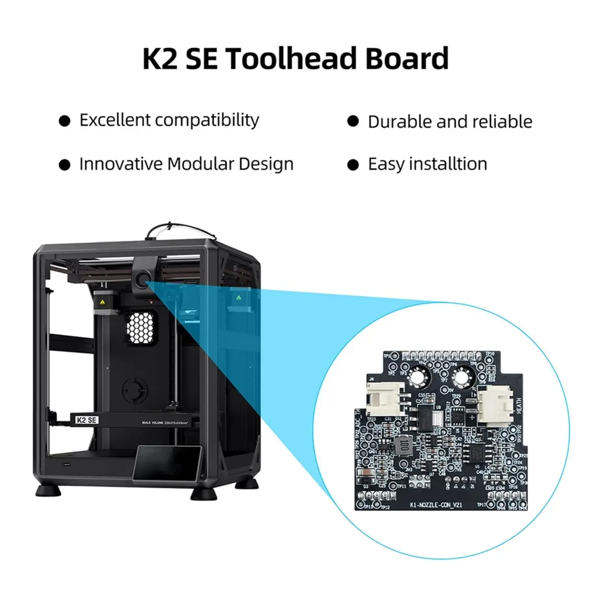 

Плата управления Toolhead для K2 SE: превосходная совместимость и инновационная модульная конструкция для 3D-принтера K2 SE