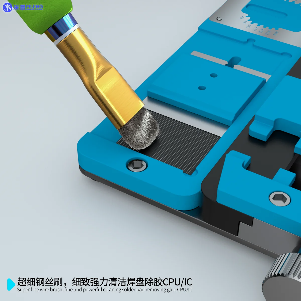 2 in 1帯電防止マザーボードクリーニングブラシ,金属鋼線,接着剤,携帯電話修理ツール用
