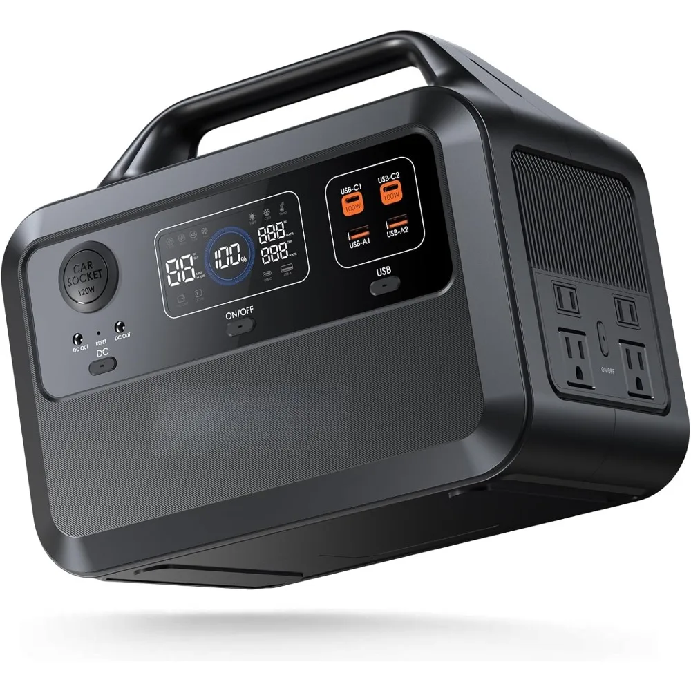 

Generator, Portable Power Station 600W(Peak 1200W), 460Wh LiFePO4 Battery, 1.5hrs Fast Charging, 110V AC Outlet, Generator Solar