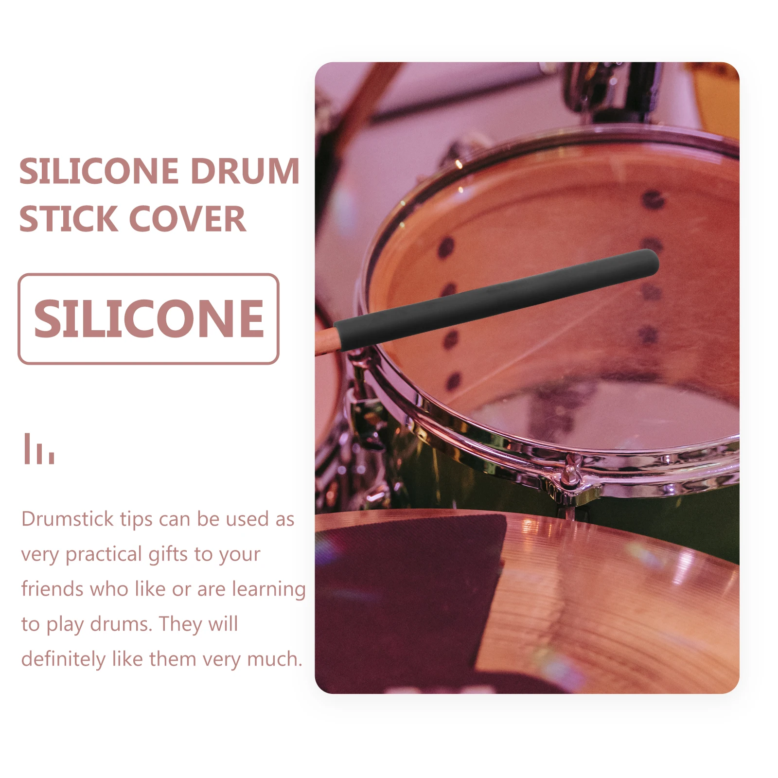 

2 Pcs Silicone Drumstick Tips Durable Protective Covers For Drumsticks Quiet Practice Beginner Accessories