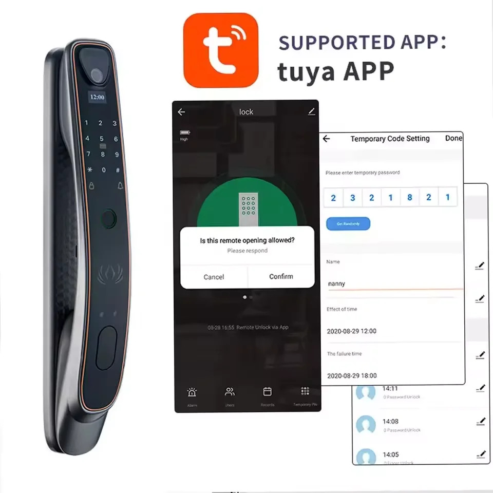 Tuya Smart Digital Lock Keyless Entry Door Lock Via Zigbee Wifi Smartphone Face Fingerprint, Doorbell Intercom, Intelligent Lock