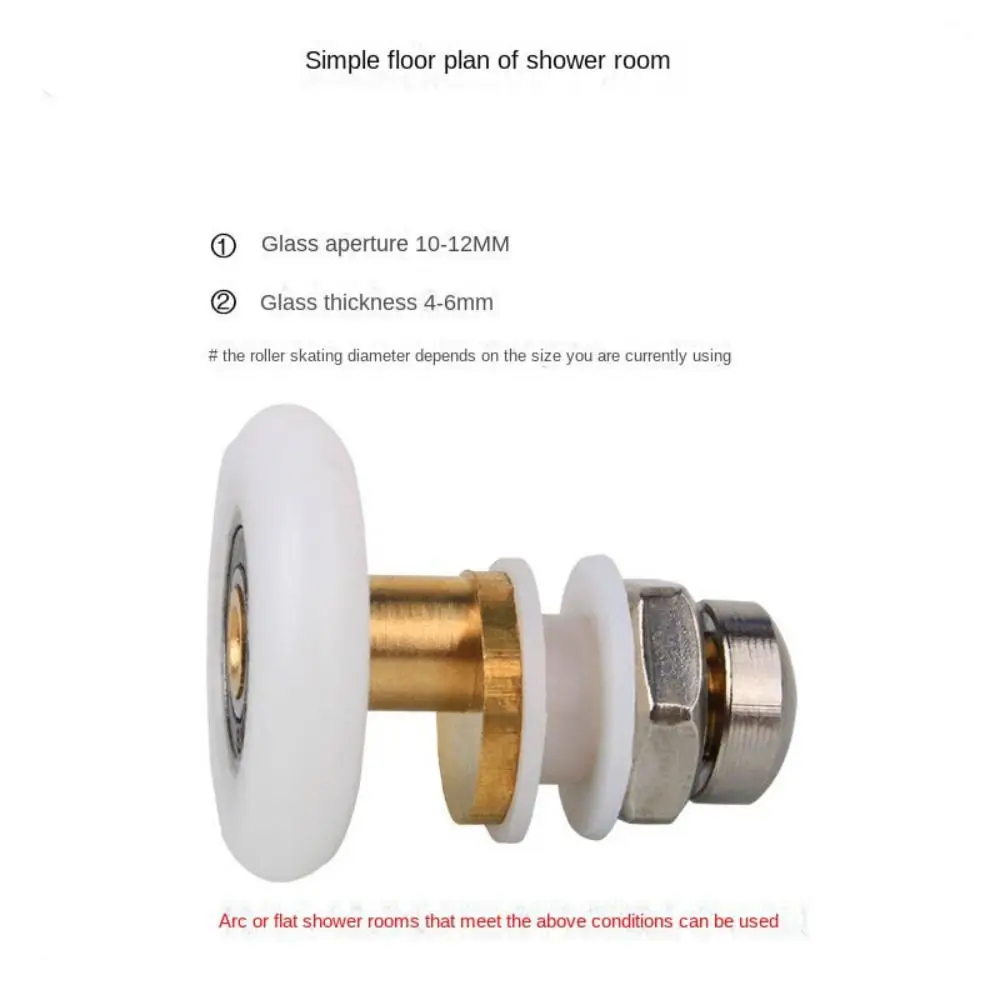 New Brass Shower Door Rollers PVC Single Wheel Sliding Door Wheel Furniture Hardware Shower Trays Sliding Roller Bath Room