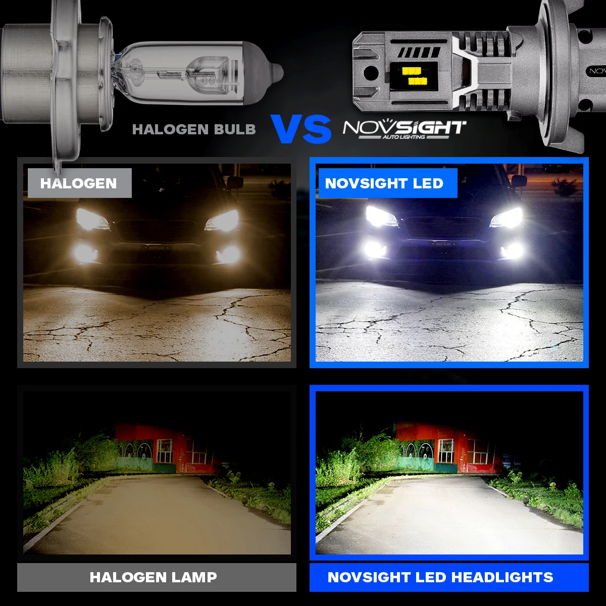 NOVSIGHT 9008 H13 Led 55W 30000LM HEADLIGHT BULBS CANBUS ERROR FREE 6500K HI/LO BEAM BEAM Car Headlight Bulbs