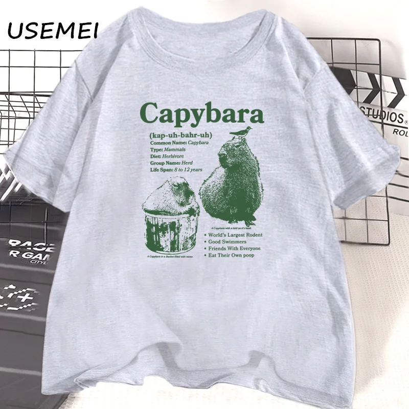 Capybara T-shirt Women Men Vintage Sience Theme Graphic Tee Trending Funny Cotton Short Sleeve T Shirt Summer Animal Tee Clothes