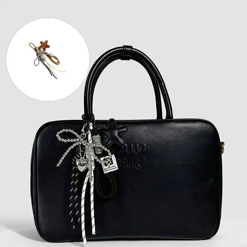 

Bag Charm Pendant Keyring Star Bows Braided Rope Keychain Bag Charm for Backpack Purse Handbag Decoration 6XDA