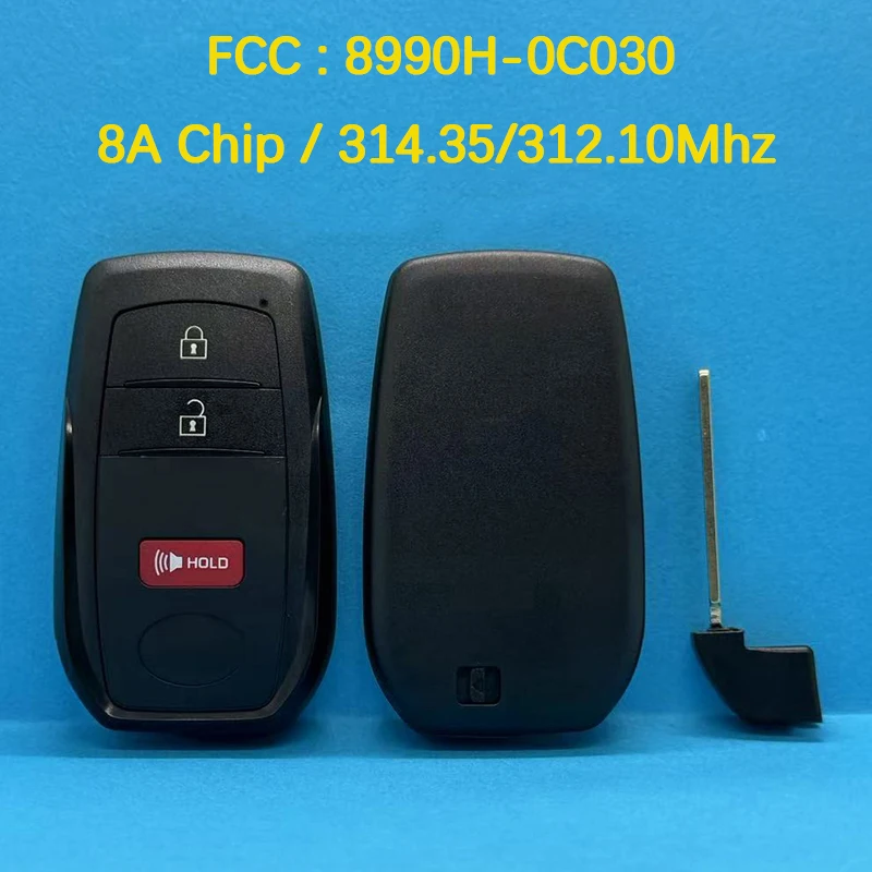 

CN007316 Aftermarke 3 Button Smart Card Remote Key 8A Chip 314.35-312.10MHz FCC 8990H-0C030 For Toyota Sequoia Tacoma 2023-2024