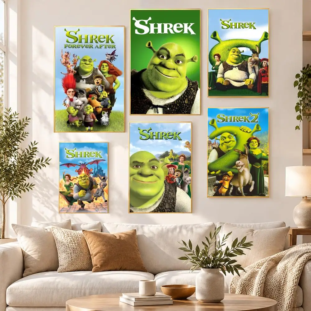Film Series Movie Drama Story Shrek Poster PP Self Adhesive Wall Decor Aesthetic Bedroom Gaming Room Home Holiday Gift