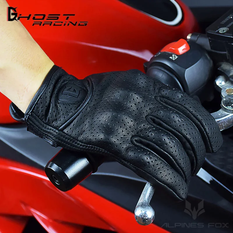 Guantes de cuero para motocicleta para hombre y mujer, manoplas retro de piel de oveja anticaída para pantalla táctil, motocross, todoterreno, novedad