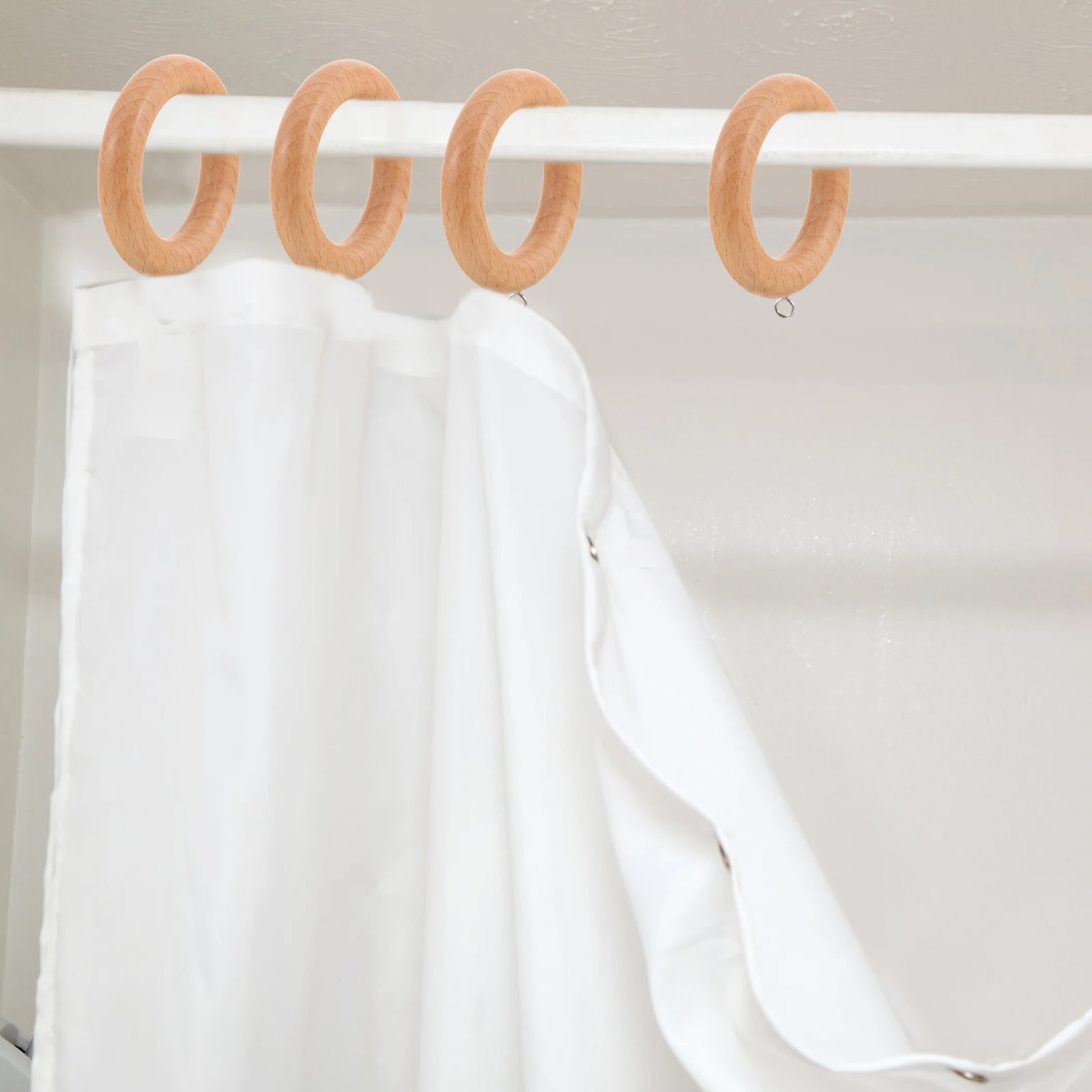 

2 pcs Wooden Curtain Rings Sturdy Smooth Sliding Decorative Hook For Shower Window Bath Drapery Hangers Rings
