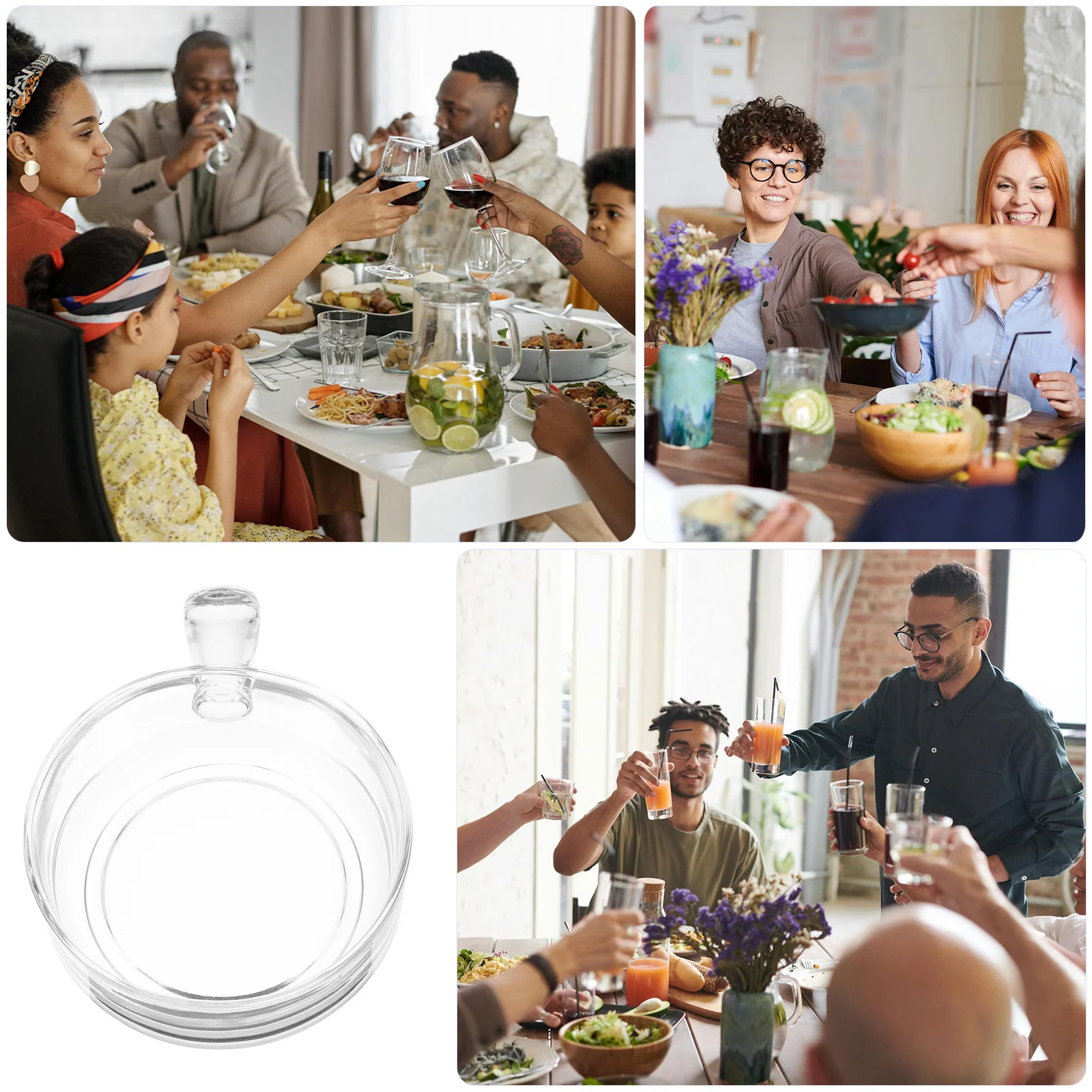 

Nordic Style Glass Salad Bowl with Handle Large Serving Bowl for Parties Fruits Display Easy Maintenance Glass Bowls