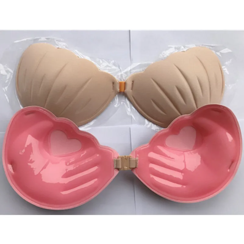 Adhesive Bra Invisible Sticky Strapless Push up Reusable Macaron Bra for Backless Dress with Clear Straps