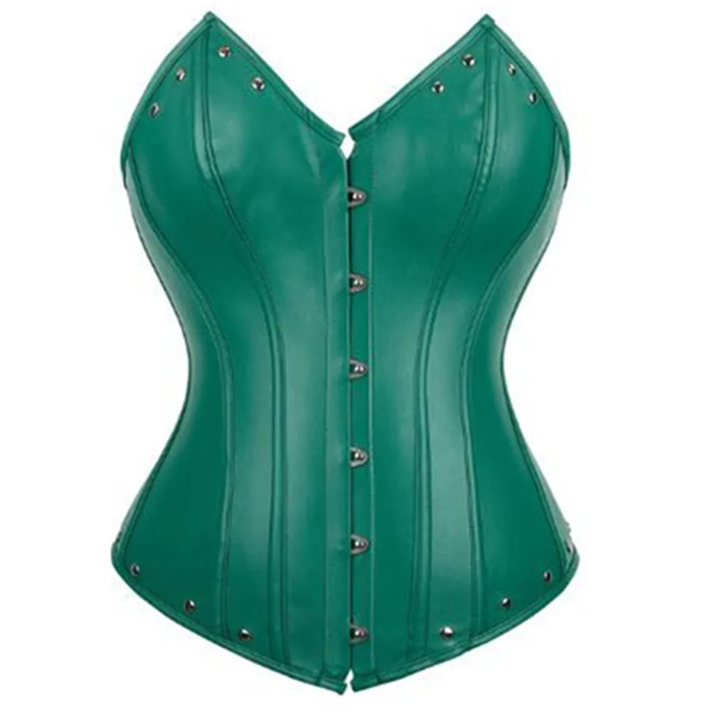 Sexy Women Leather Corset Burlesque Costumes Lace Up Zipper Steampunk Gothic Corset Bustier Overbust Body Shaper Plus Size