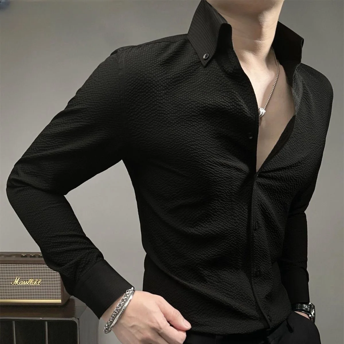 Advanced Stylish Long Sleeve Men's Shirt Casual Slim Fit Business Casual Trendy Spring Autumn New Model Tagkita Brand