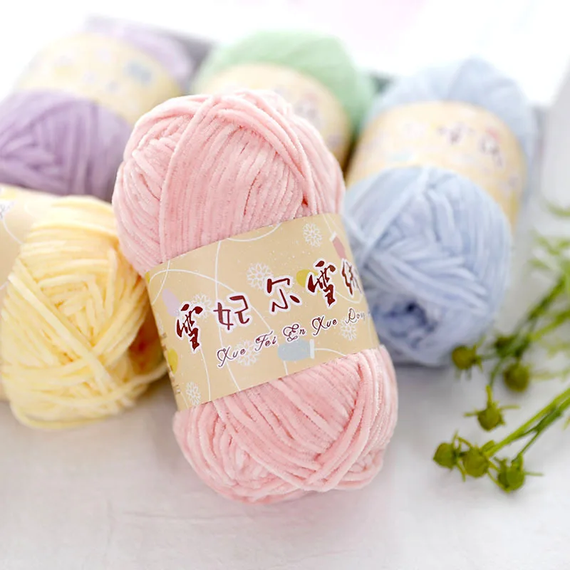 Chenille Wool Chefeel Edelweiss Fine Gold Velvet No. 2 Hand Knitted 2mm Crochet Yarn Knitted Bag Sweater Hat Scarf Keep Warm
