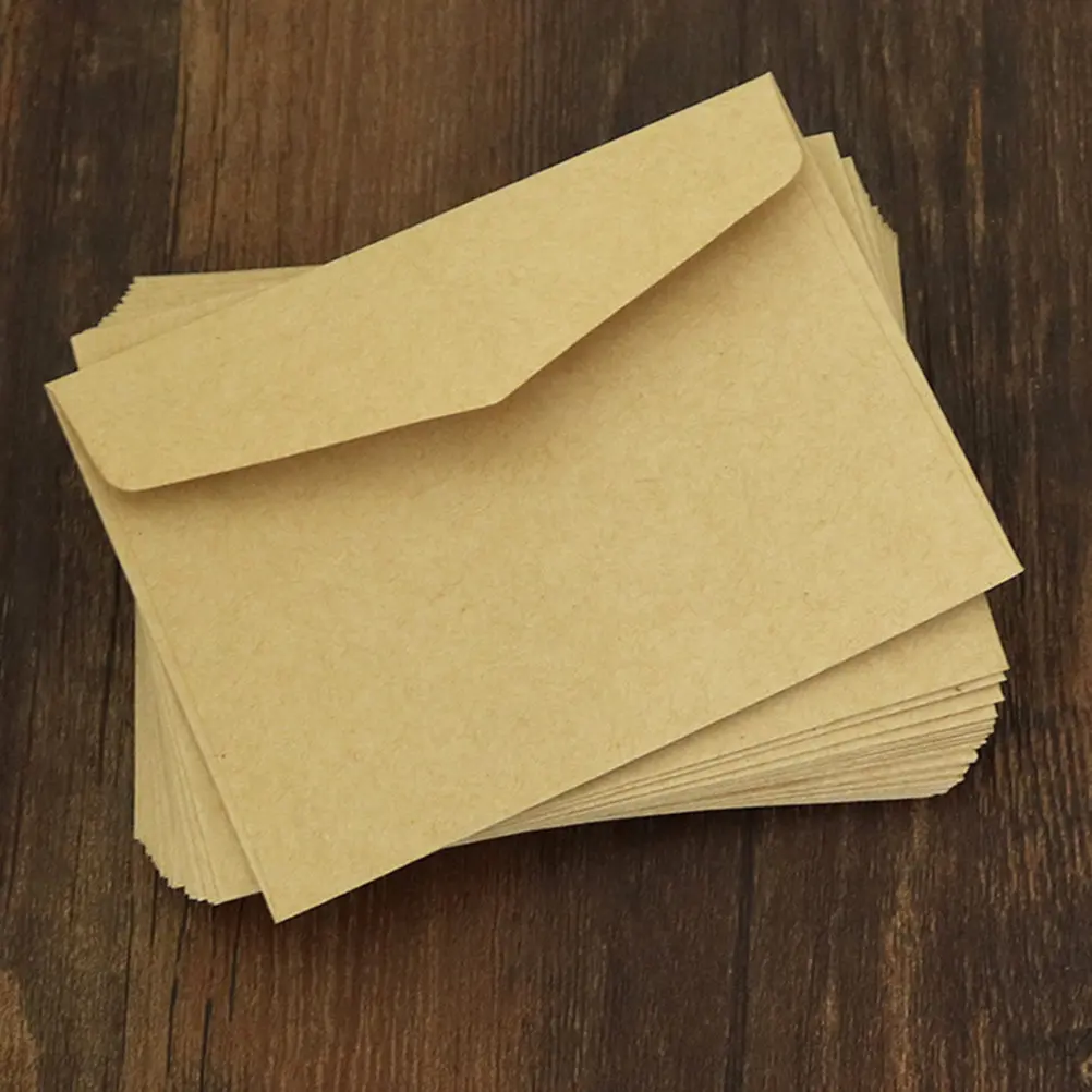 

100Pcs Blank Mini Envelopes Kraft Retro Envelopes Multi Functional for Message Storage Letter Filing Card Sorting Photo