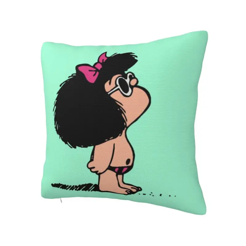 Nordic Mafalda With Swimsuit Sofa Cushion Cover Polyester Classic Argentina Cartoon Manga Throw Pillow Case for Living Room